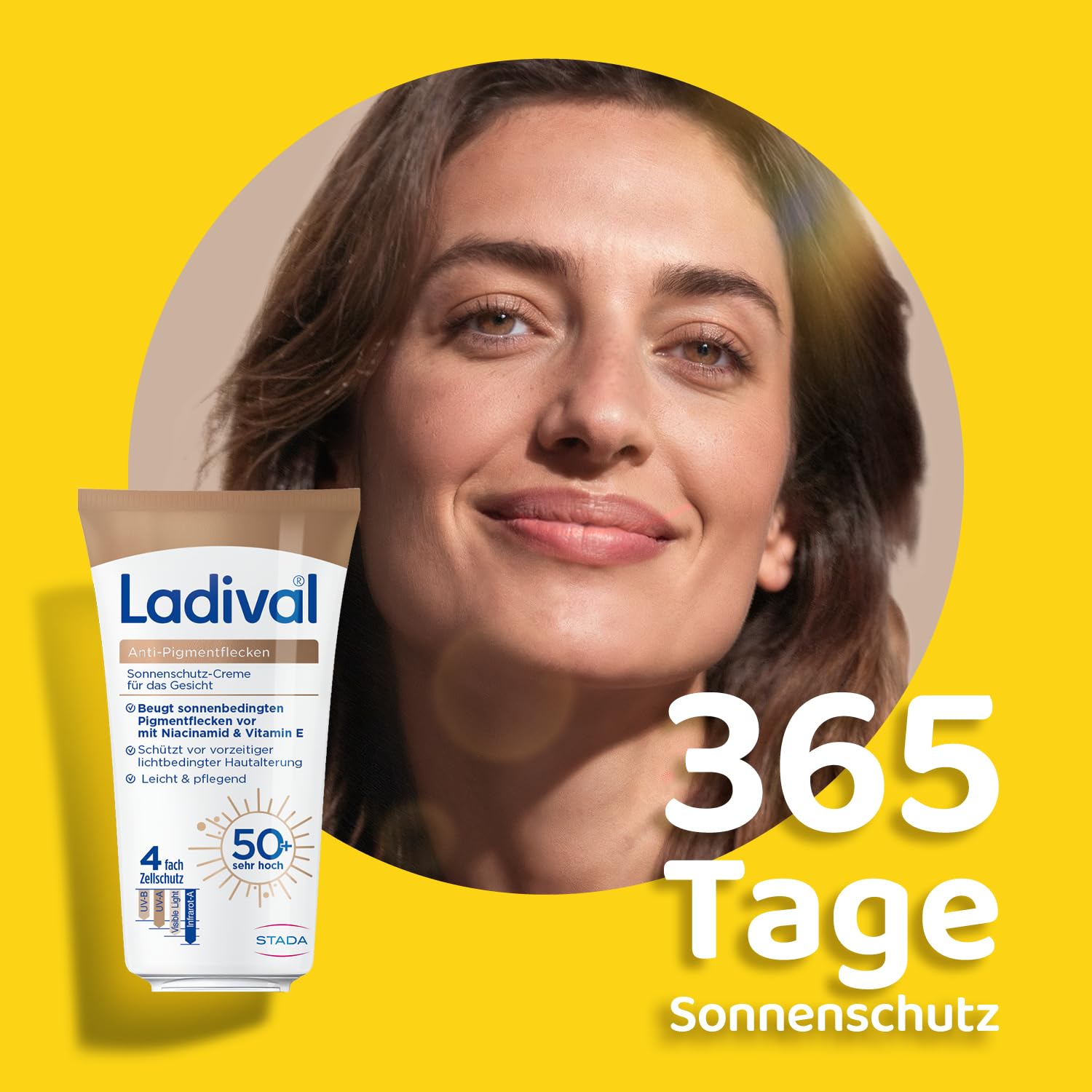 Ladival Anti-Pigmentflecken Sonnenschutz-Creme Gesicht LSF 50+: Sonnencreme beugt Pigmentflecken vor mit Niacinamid & Vitamin E, mit 4-fach Zellschutz, 50ml