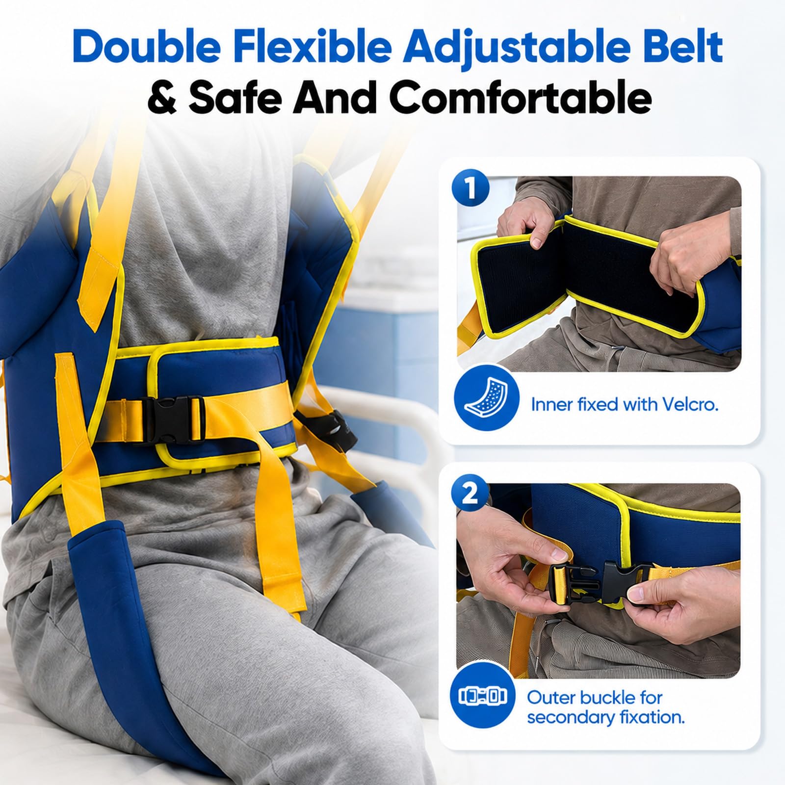 Sangles De Levage Pour Patients, Aide Au Transfert Sangle De Levage Assistée Hauteur Réglable Sur 3 Positions Poids Maximal 230 Kg Compatible Avec La Plupart Des Aides à La Mobilité (M)