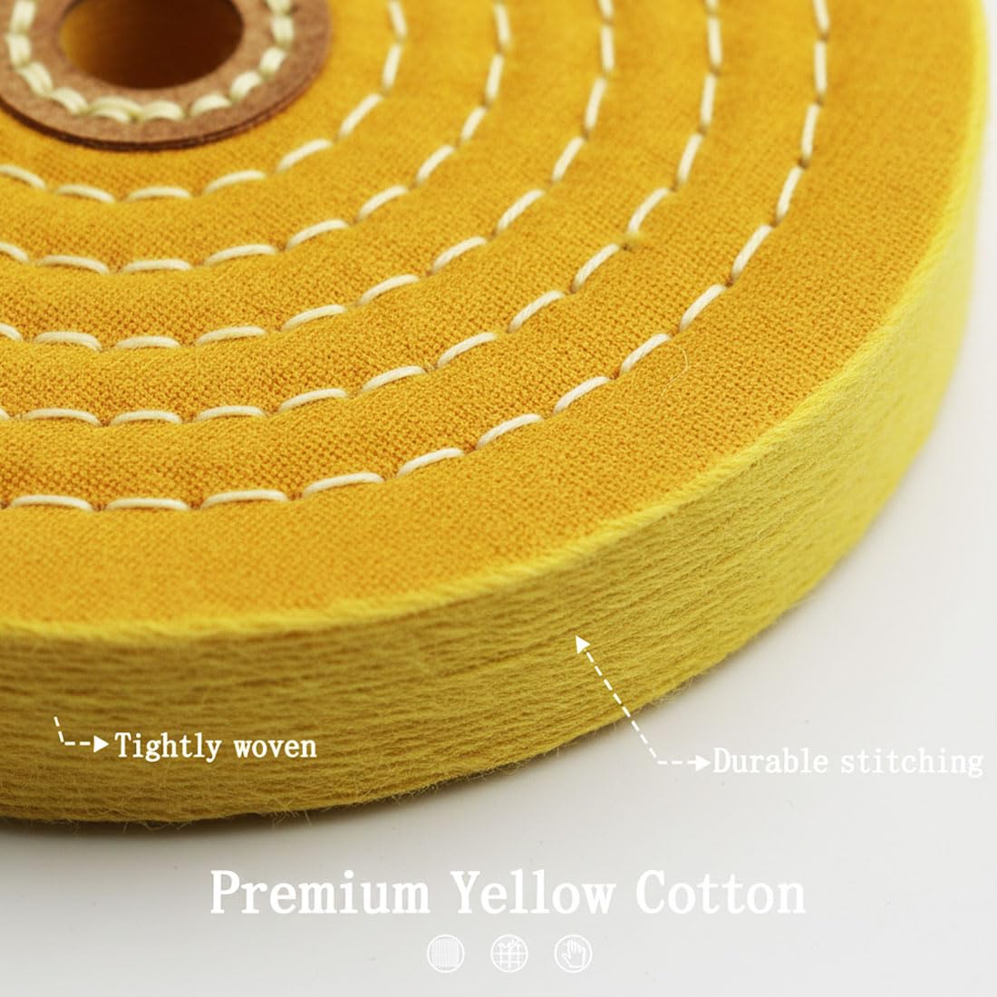 6'' Buffing Wheel, 1/2'' Arbor Hole Abrasive Buffing Polishing Wheels for Bench Grinder - Yellow Cotton Buffing Wheel