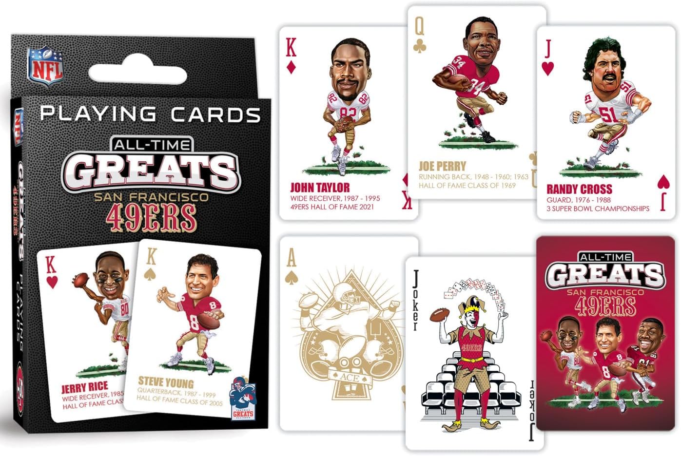 MasterPieces Family Games - NFL San Francisco 49ers All-Time Greats Playing Cards - Officially Licensed Playing Card Deck for Adults, Kids, and Family