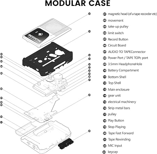 Miniatura 8 de Reshow Grabador portátil de cinta de casete, convertidor de casete de audio a digital con USB C, altavoz incorporado, reproducción inversa y