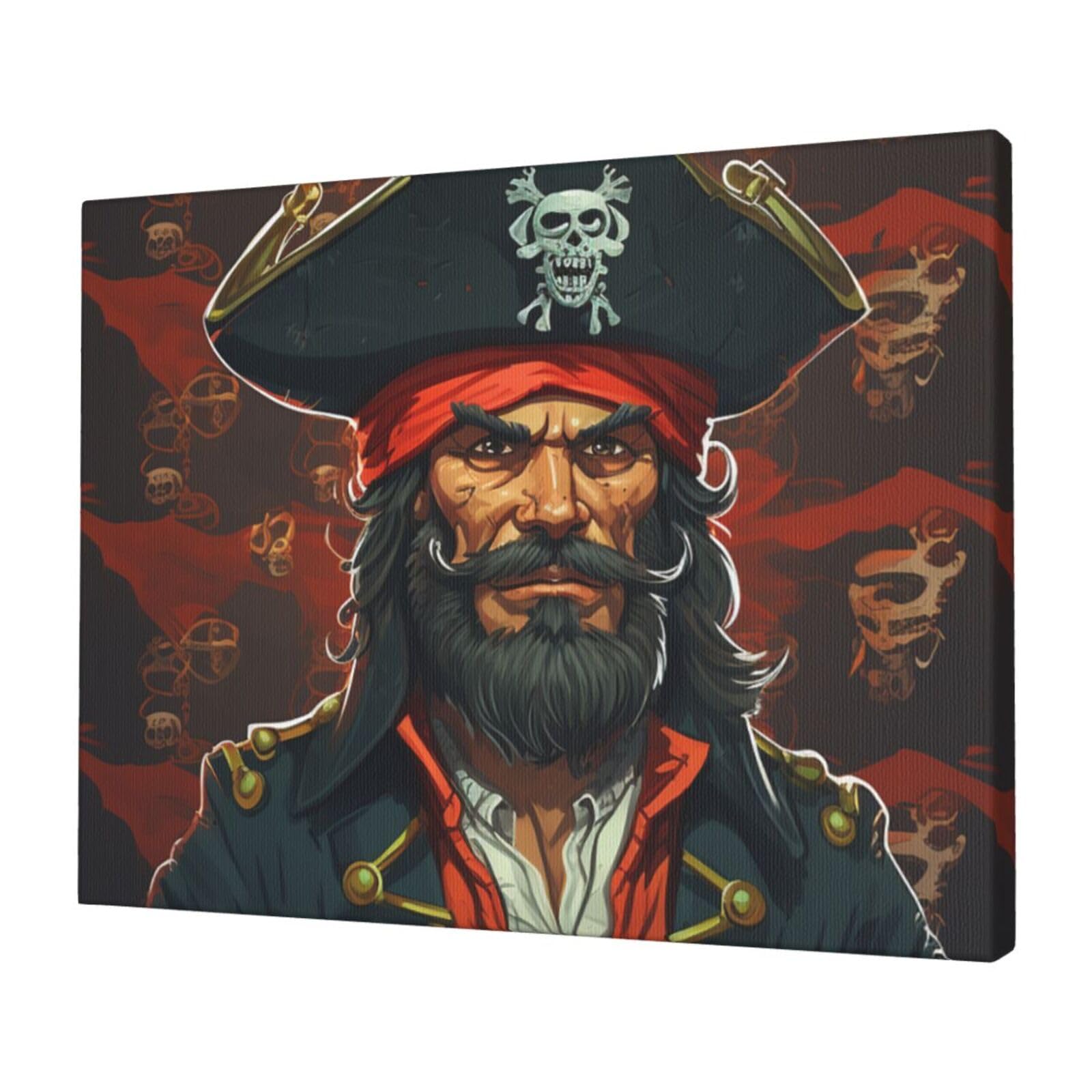 FodPand Canvas Wall Art for Living Room Wall Decor 12"x16" Modern Artwork Painting Pictures Hanging Canvas Prints Pirate Captain Aesthetic Wall Art for Bedroom Bathroom Office Wallart Decor