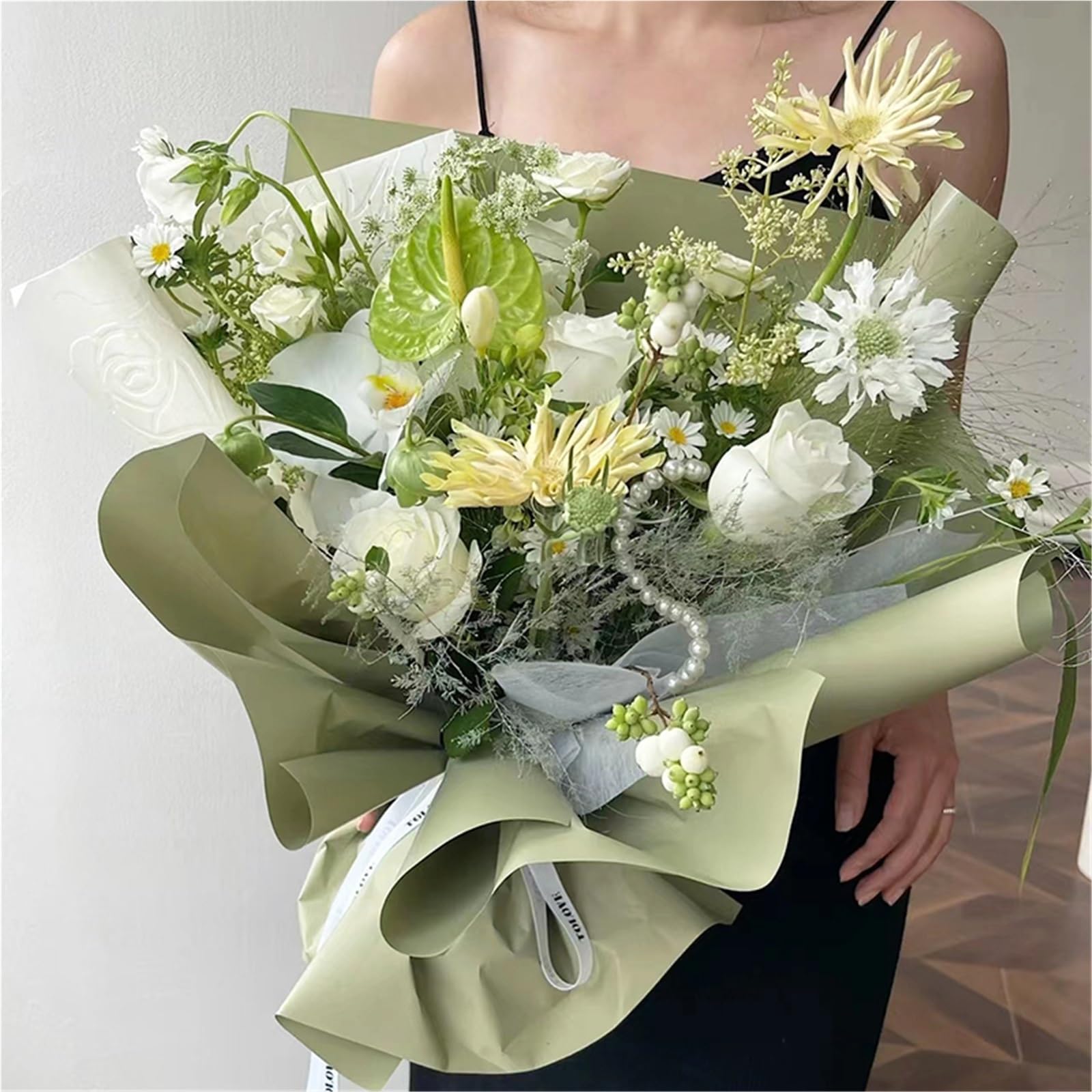 Florist Blumenstrauß Geschenkpapier, Geschenkpapier, matt, 10 Yards (ca. 9,14 m), 58 cm breit, mehrfarbig, Rolle(Cyan)
