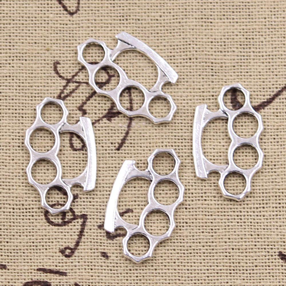 Amazon.co.jp: チャームペンダント12個パンチナックル24X14MmメッキDIY