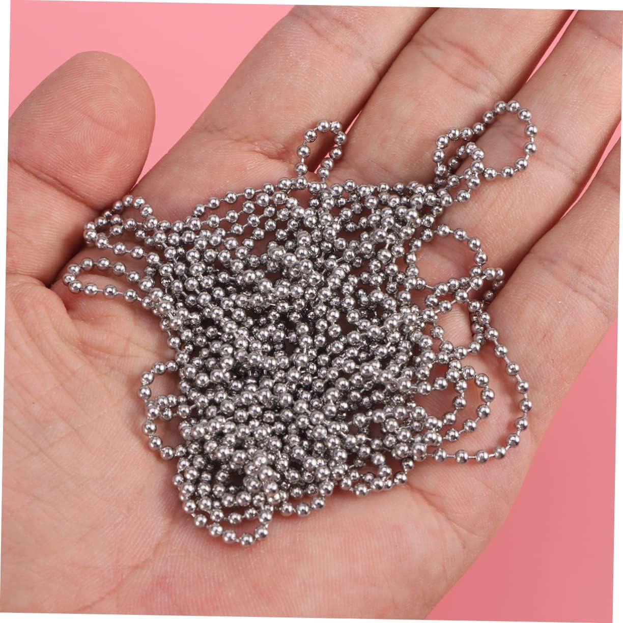 Stainless Steel Ball Chain with 10 Connectors Silver Bead Chain for DIY Jewelry Making and Home Decor Projects