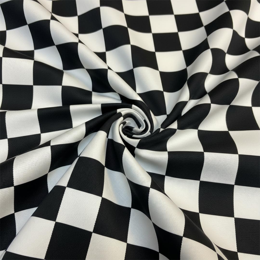 Midland Textiles Chef's Check Cotton Fabric | Black and White Gingham Checked Material for Jackets and Trousers | Buffalo Plaid 100% Cotton Fabric