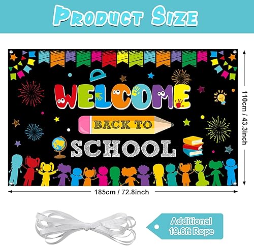 Miniatura 2 de Decoración de telón de fondo de bienvenida a la escuela, decoración de tablón de anuncios de tela, decoración de pared de fondo de cabina de fotos