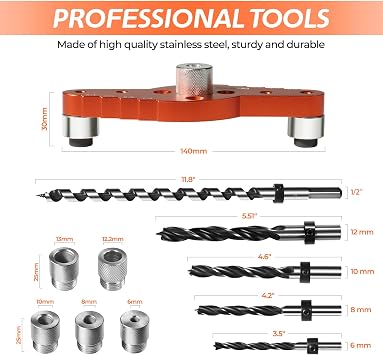 Dowel Jig Kit for Floating Shelf Bracket(& 1/2 x 11.8 Drill Bit)