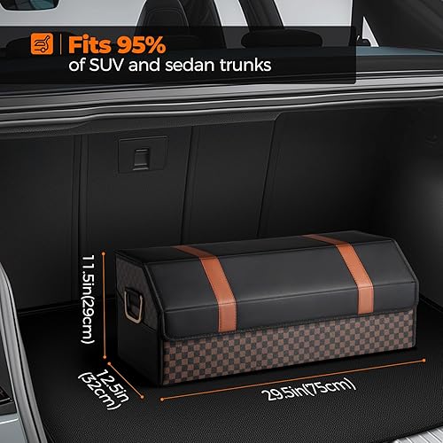 Miniatura 7 de Organizadores y almacenamiento de automóvil, organizador de maletero para SUV, caja de almacenamiento de cuero para maletero de automóvil,