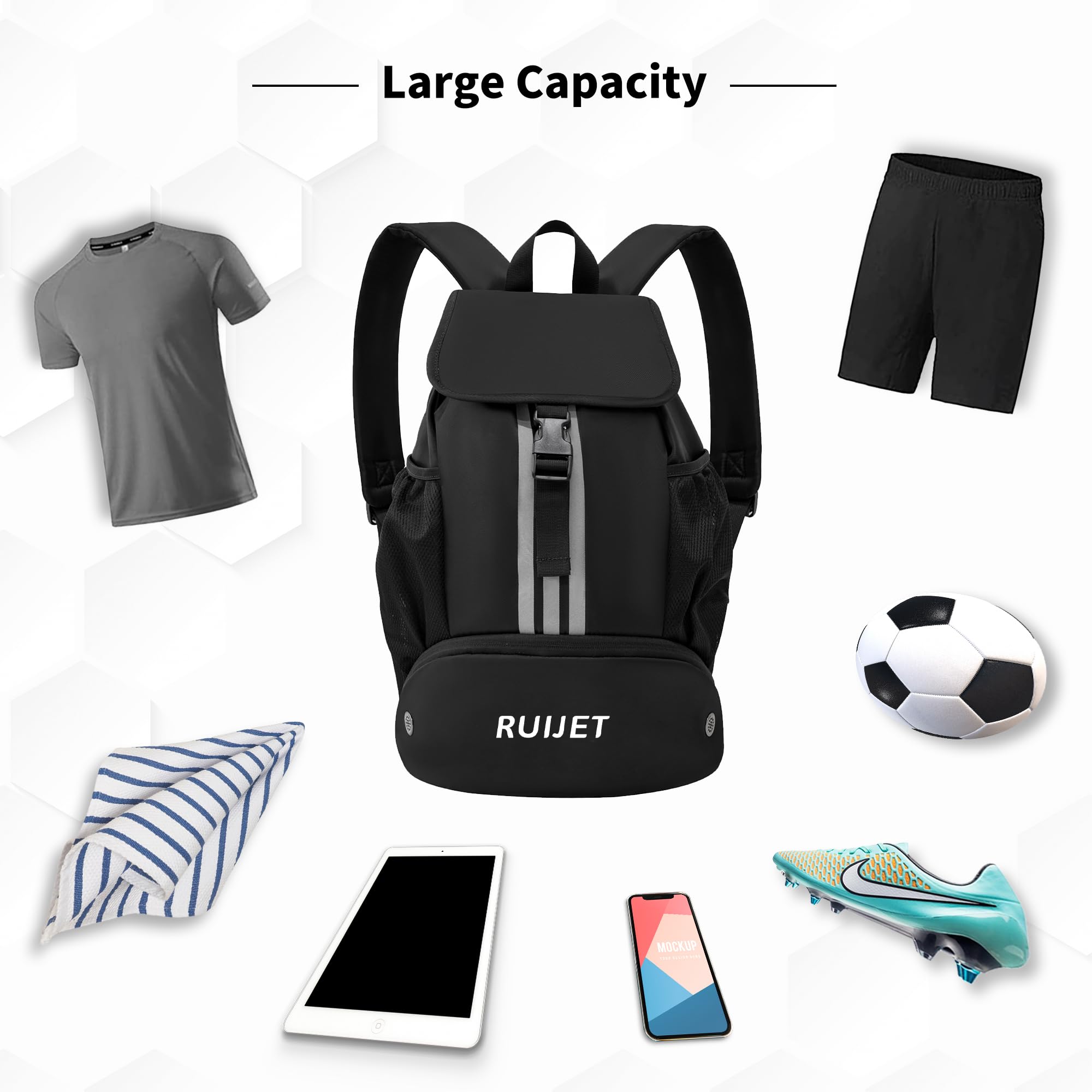 Zaino Sportivo Impermeabile ONTYZZ Con Portascarpe - Multifunzionale Per Calcio, Palestra, Piscina | 46x32x15 Cm - Foto 10