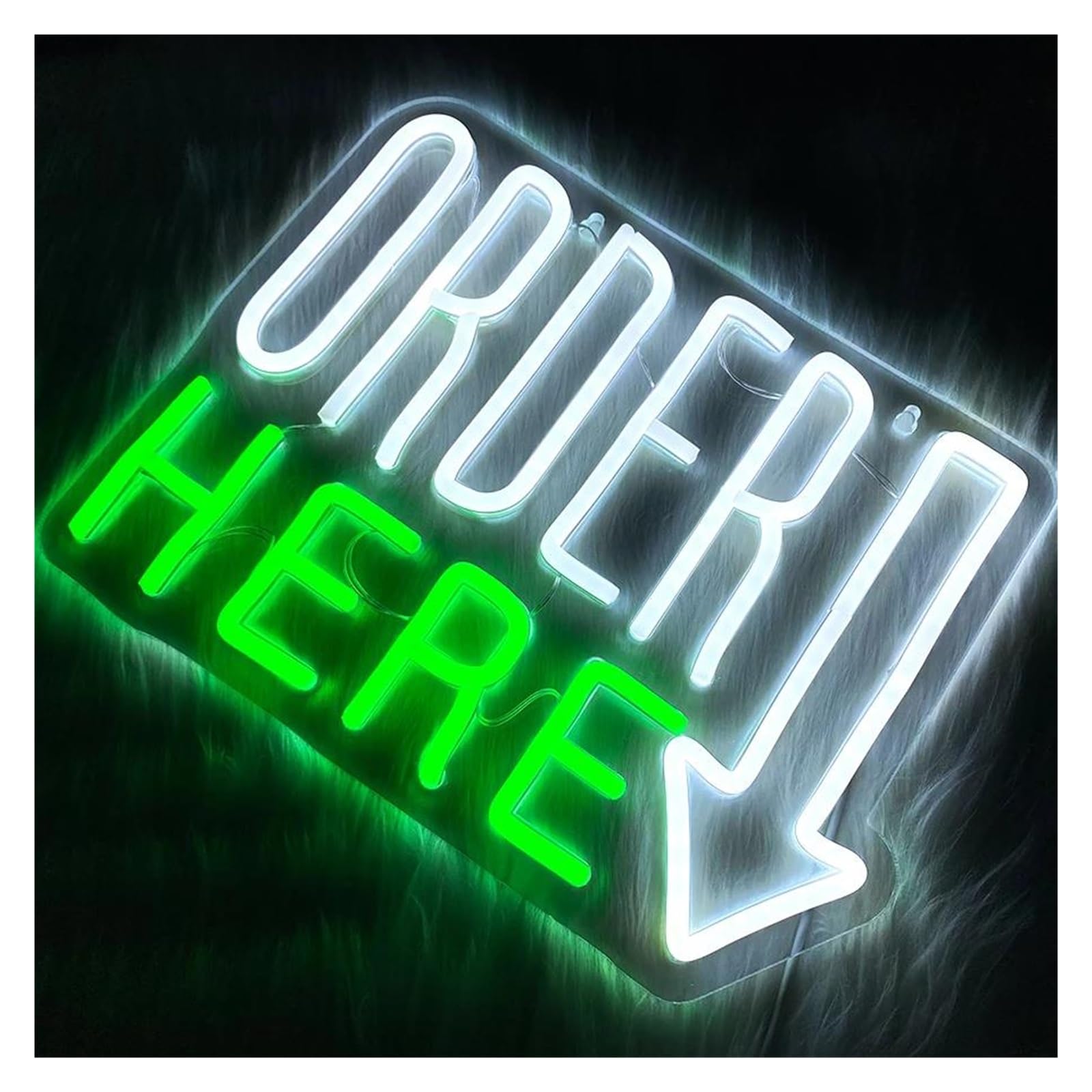 Insegna al Neon Order Here Insegna Al Neon Con Lettera Dimmerabile Alimentata Tramite USB Per Ristoranti Negozi Bar Reception Feste Decorazioni 31.5cmx24cm