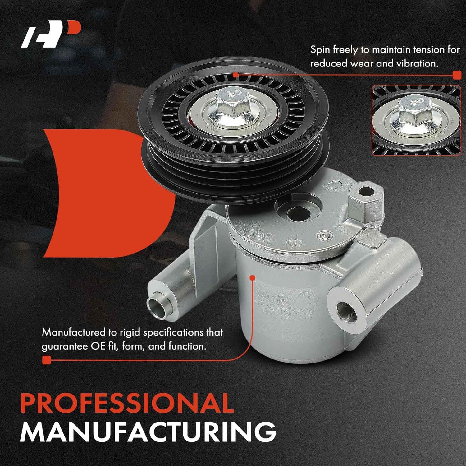 A-Premium Belt Tensioner Assembly with Pulley Compatible with Ford Focus 2012-2018, EcoSport 2018-2021, 2.0L, Replace# CM5E6A228AA, CM5E6A228AB