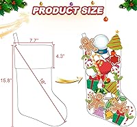 Vista 2 de DearSun Juego de 3, medias de Navidad personalizadas de 18 pulgadas con tecnología de bordado, diseños de Papá Noel, muñeco de nieve y renos