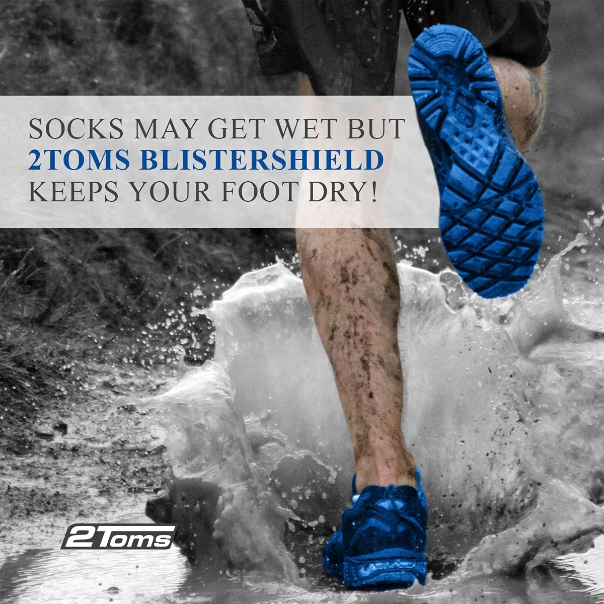 2Toms BlisterShield, Advanced Waterproof Blister Prevention Powder, Friction Free Protection for Feet, Hot Spots, and Calluses, 24 Pack Single-Use Packets