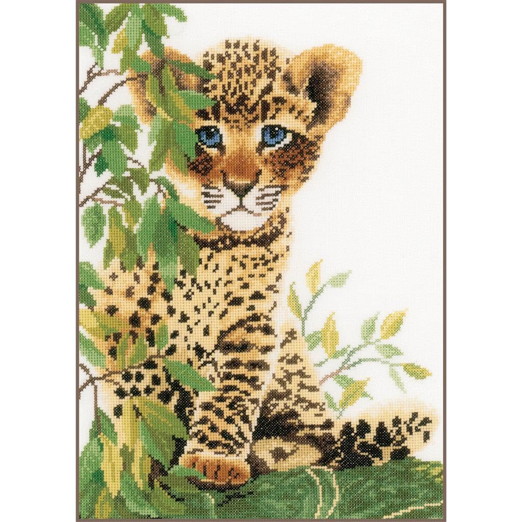 Lanarte Kreuzstich Stickpackung – Kreuzstichbild Junger Leopard – Wanddekoration
