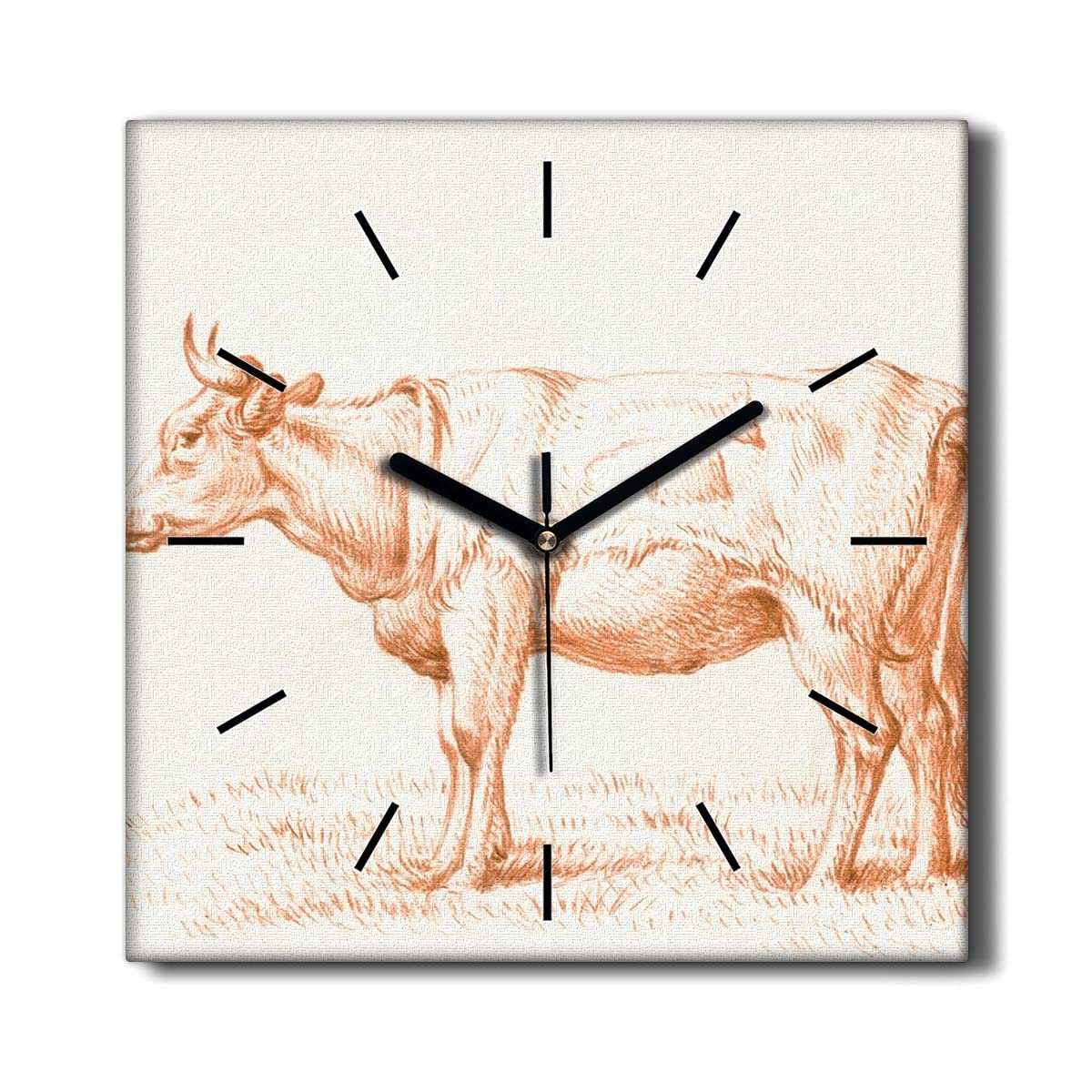 Horloge sur Toile Vache 30x30 cm Coloray pour Mur de Salon