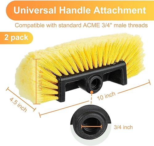 Miniatura 2 de Tanlade 2 cabezales de cepillo de lavado de autos con suave flujo de cerdas para detalles a través del cepillo de limpieza del automóvil, equipo de