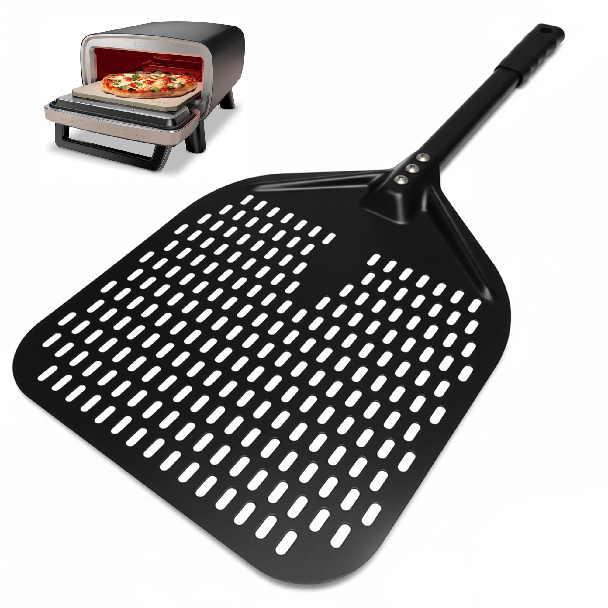 Professional 12" Perforated Pizza Peel Compatible with Ninja MO201