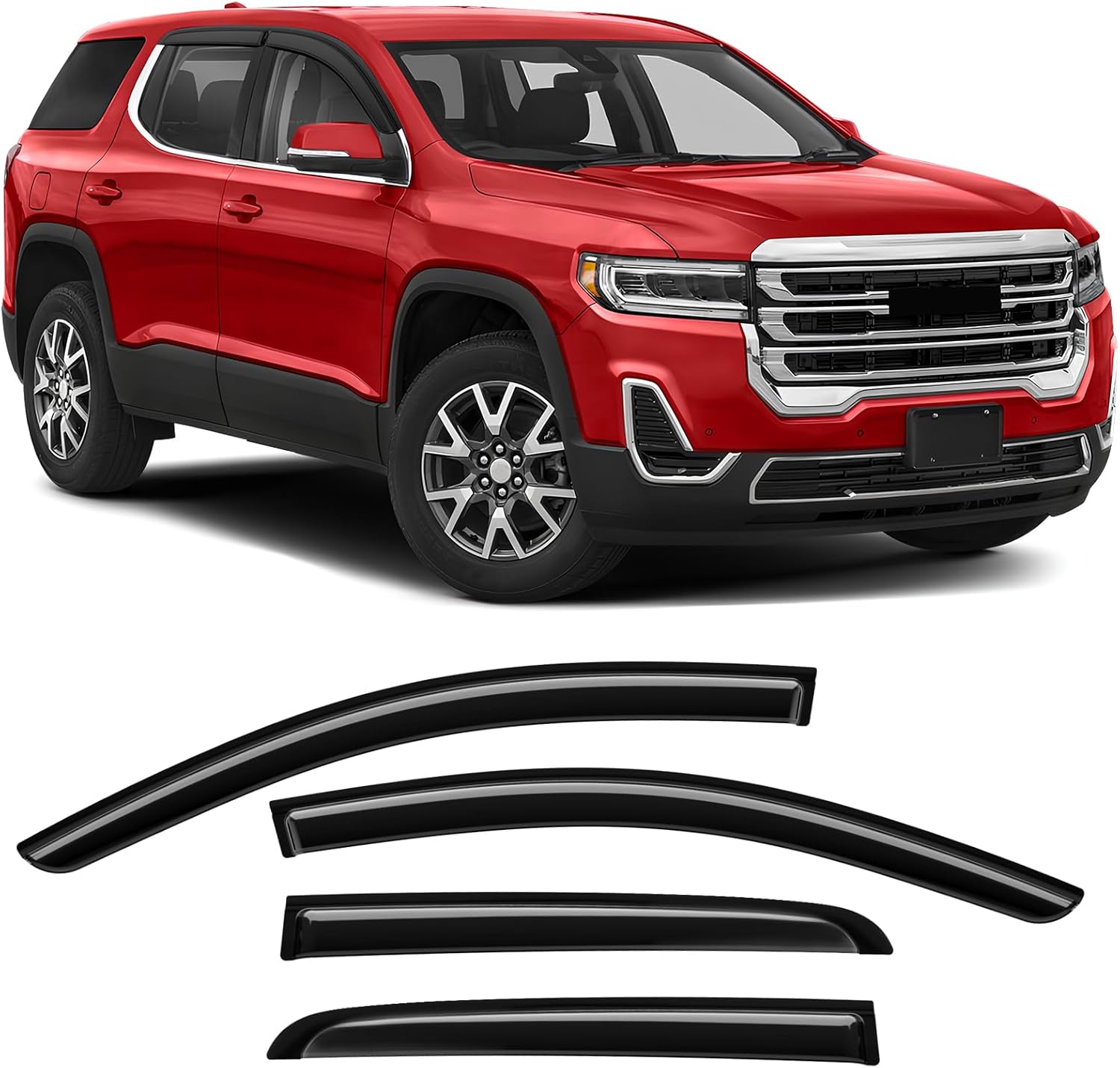 Rain Guards for 2017 2018 2019 2020 2021 2022 2023 2024 GMC Acadia, Extra Durable Tape-on Side Window Deflectors, Vent Window Visors, Wind Deflectors Rain Guard, Black - 4 PCS