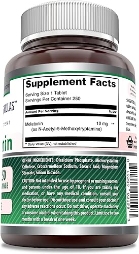 Miniatura 2 de Amazing Formulas Suplemento de melatonina  10 mg por porción  250 tabletas  Sin OMG  Sin gluten  Fabricado en Estados Unidos