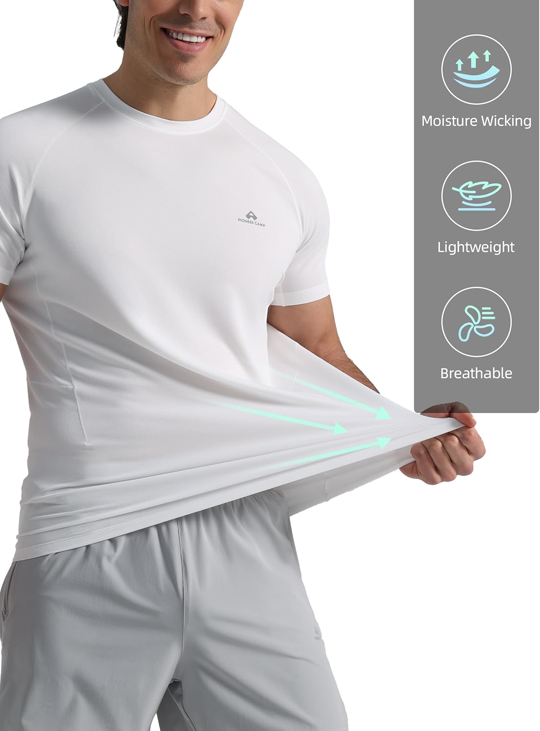 Pioneer Camp Mens Moisture Wicking Running Workout Shirt Performance Athletic T-Shirts UPF 50+ Short Sleeve Active Gym Tops - Image 5