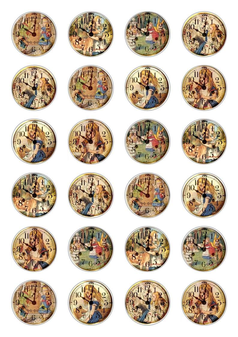 24 x Alice in Wonderland Tea Party Afternoon tea Celebration Edible Paper Cupcake Toppers Cake Decorations Birthday
