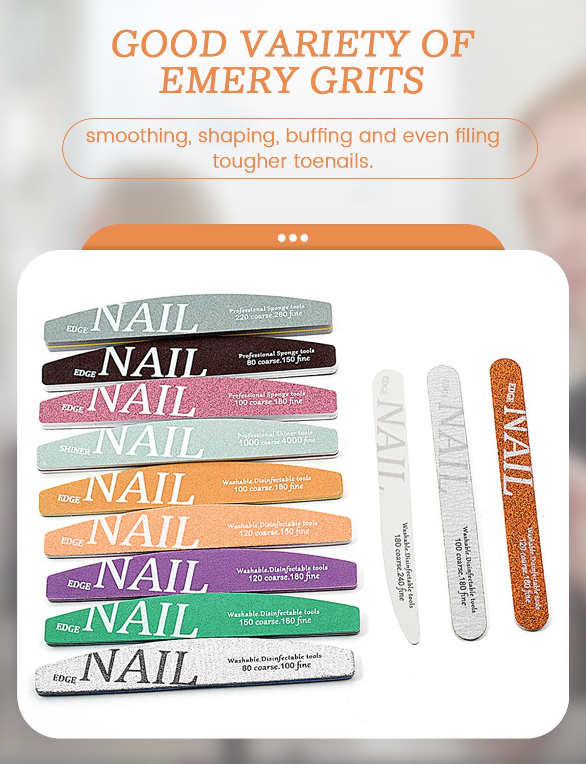 Lime à ongles et polissoir, lot de 12 limes à ongles et blocs polissoirs pour ongles naturels, ongles en acrylique et en gel
