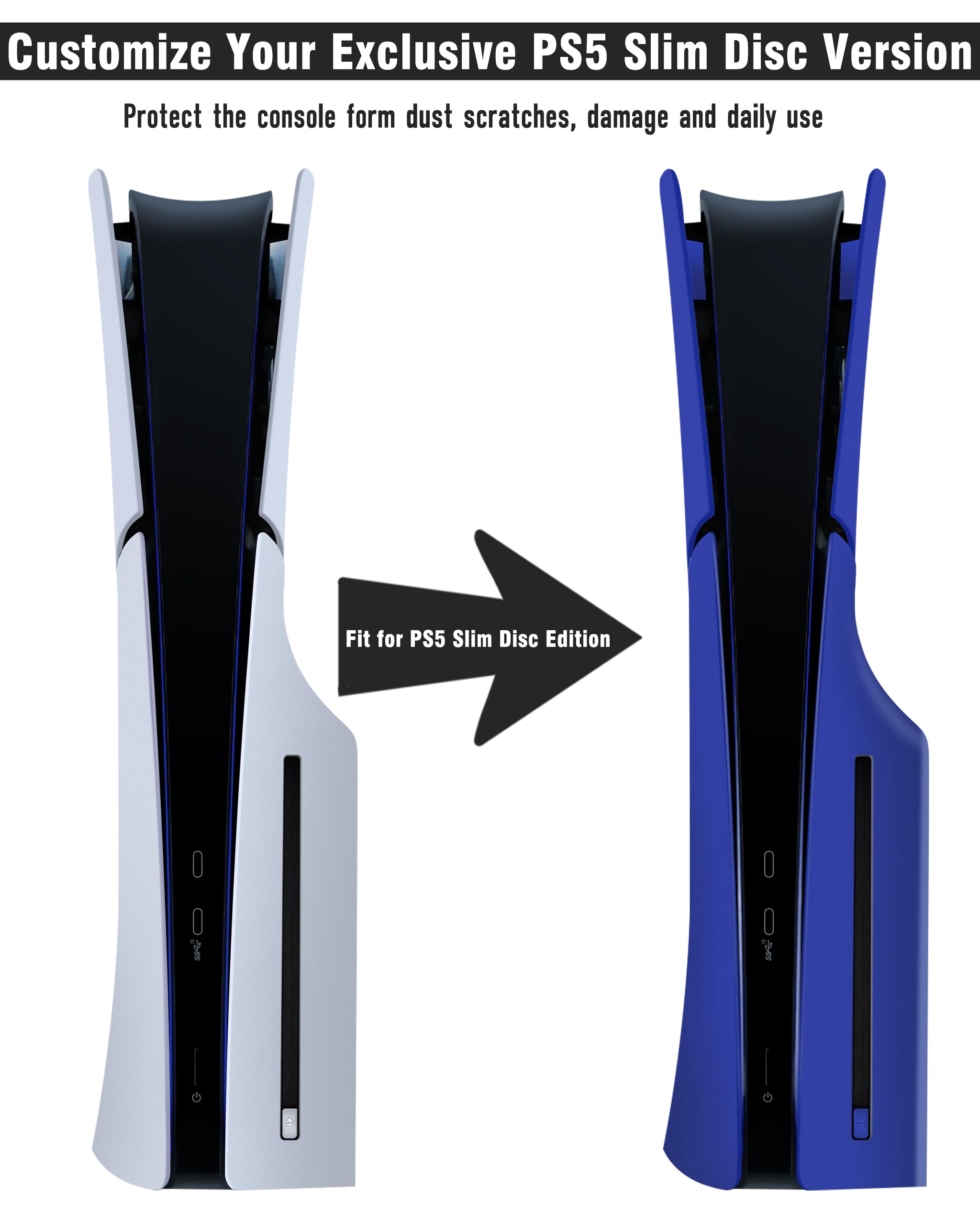 Joso Placa frontal para PS5 Slim Disc Edition, antiarañazos, carcasa de repuesto a prueba de polvo, cubierta de piel apta para PS5 Slim Console, placas para PS5 Slim accesorios, fácil instalación