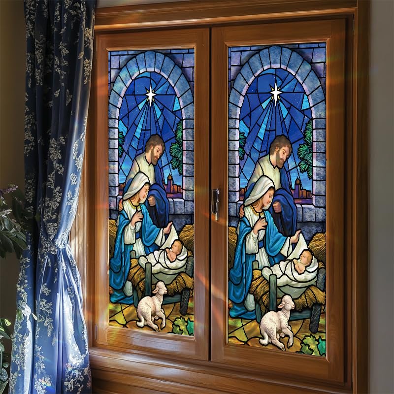 Vinilo decorativo para ventana con diseño vidriera 18x40 pulgadas miniatura 6
