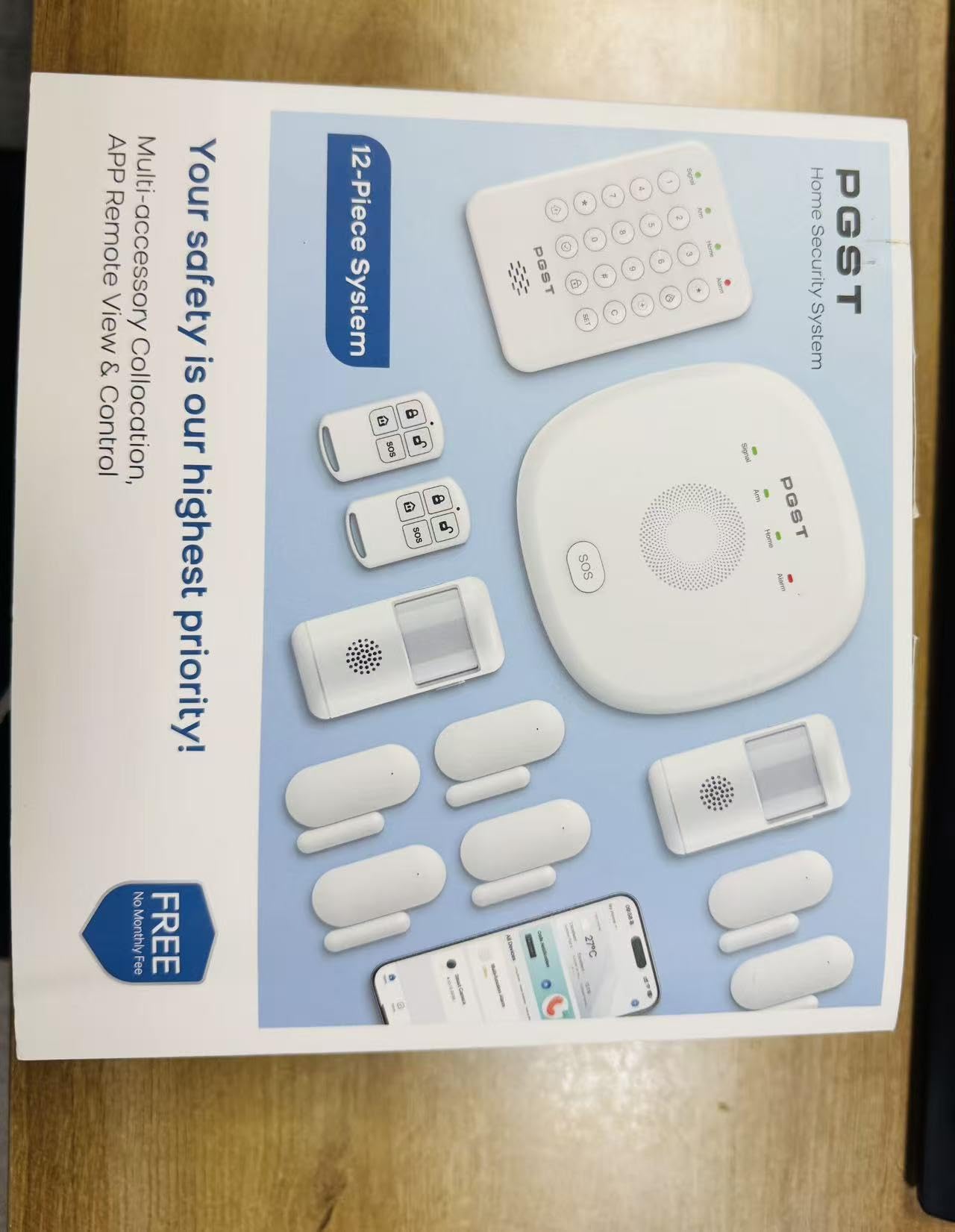 PGST Alarmanlage Haus,4G+WiFi Sicherheitssystem mit Intelligente Alarmtastatur,Tür-/Fenster-Sensoren, Bewegungsmelder,120dB Alarm-Sirene, Alexa-kompatibel,Ohne monatliche Gebühren