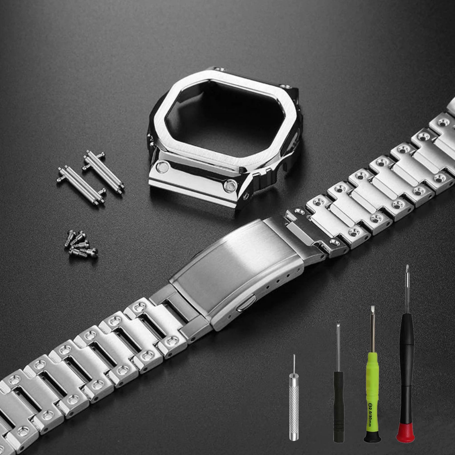 316L Edelstahl-Armbanduhr und Lünette, kompatibel mit Casio GWM-5610 Watch Mod Kit Ersatz