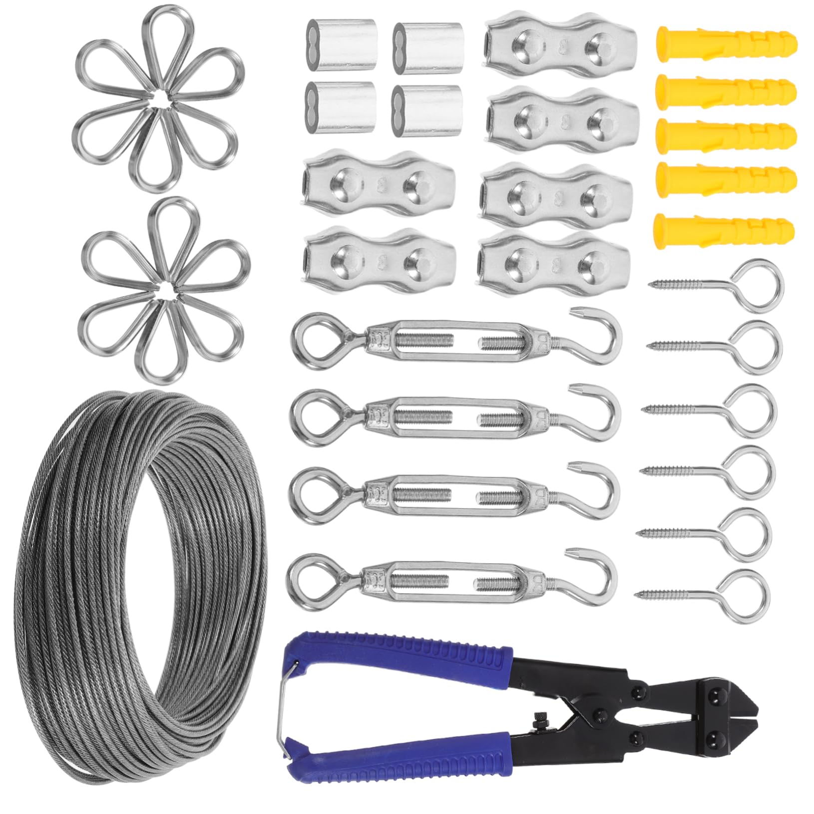 Unomor Outdoor Light Hanging Kit Braided Wire Steel Cable Kit for Garden Fencing and Cable Management