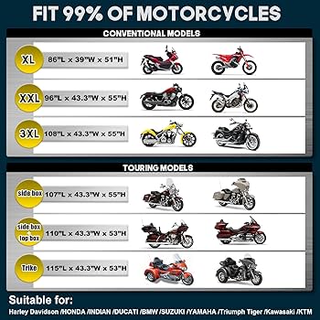 Amazon.com: Rosefray Motorcycle Cover with Side Box Heavy