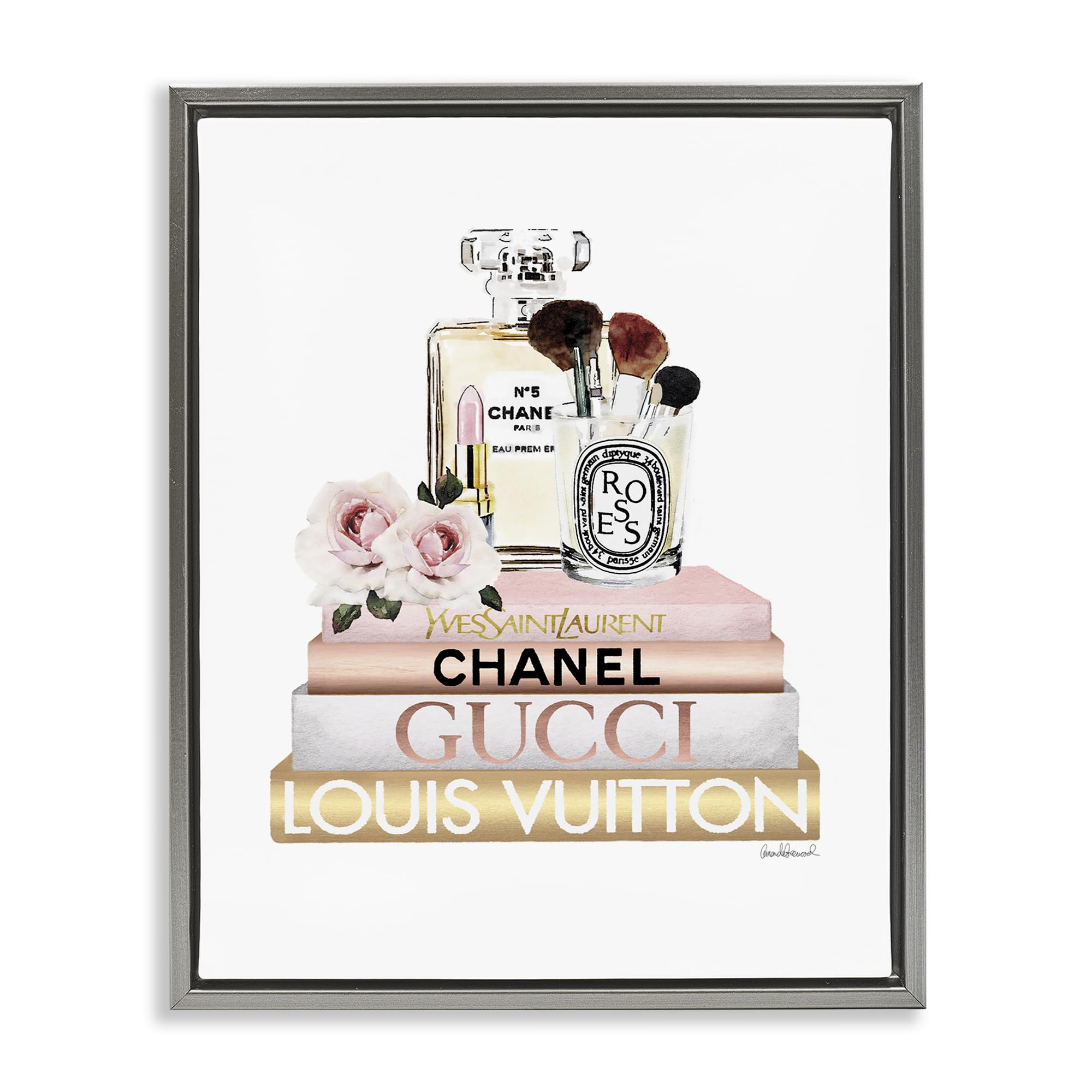 Glam Cosmetics Fashion Books, 24 x 30 Inch Canvas in Floater Frame