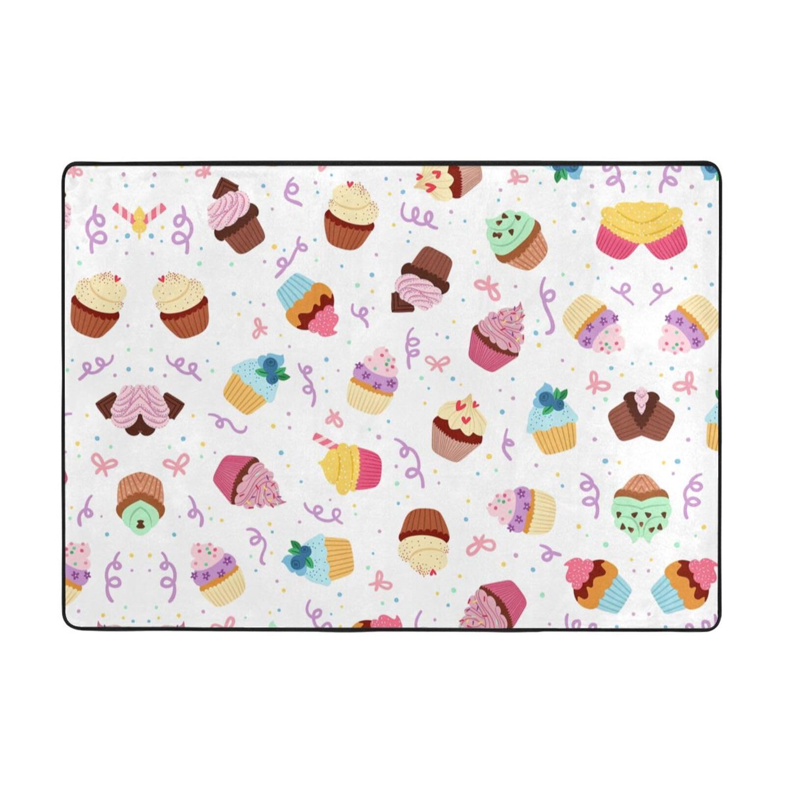 Tapis cupcakes 203x147 cm grand format doux pour salon et chambre