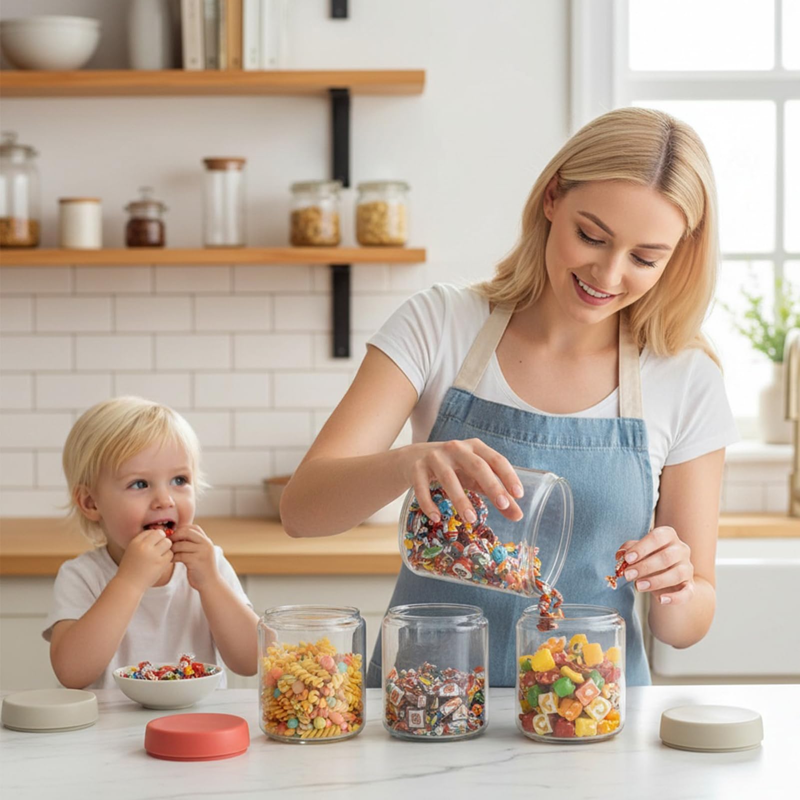 Pots Overnight Oats 4 Bocaux en Verre Hermétiques 450 ml avec Couvercles