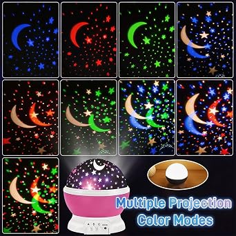Starry Sky Lamp, Star Projector, Night Light Room Decor, Dimmable+Remote Star Projector, Starry Sky Lights Lamp 360 Degree Rotating Space Projector, Birthday Gift (Pink) Girls E