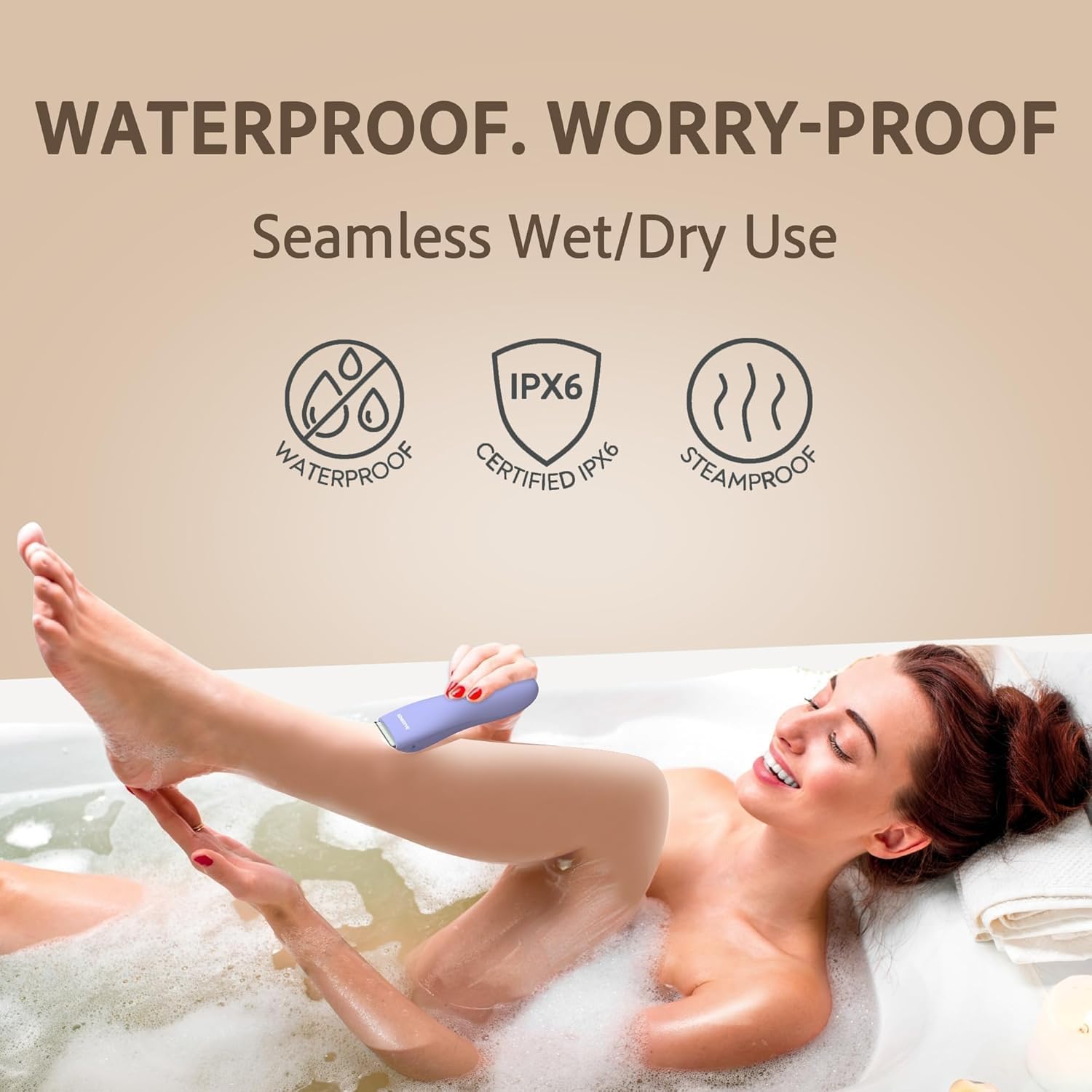 Bikini Trimmer for Women, Pubic Hair Trimmer, Waterproof, USB-C Rechargeable, LED Light, Replaceable Blade, Electric Razors for Women, Electric Lady Shaver (Violet) - Image 3