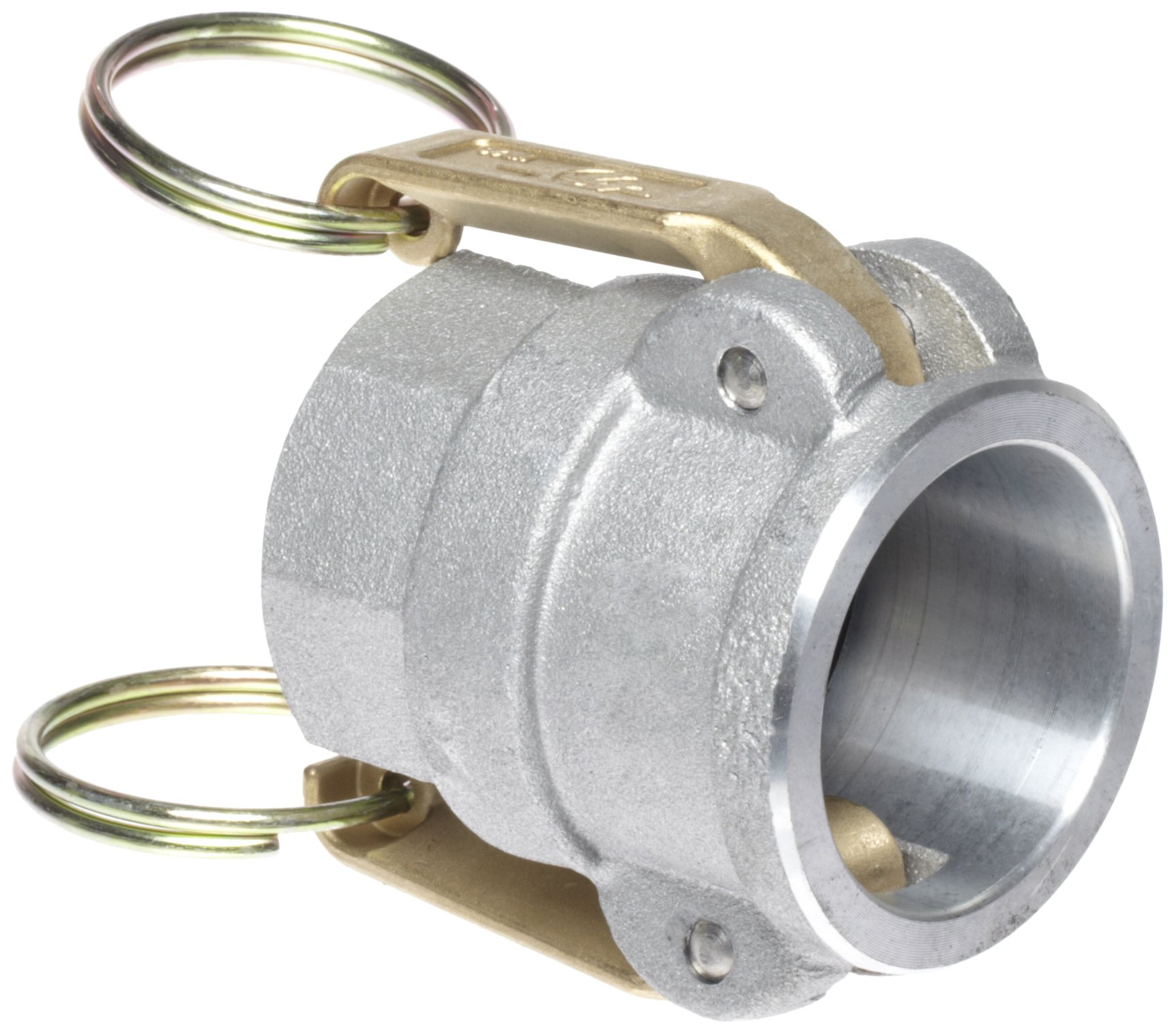 PT Coupling Basic Standard Series Aluminum Cam and Groove Hose Fitting, D-Coupler, Brass (HB) Cam Arms, 1" Coupler x NPT Female