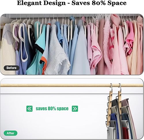 Miniatura 2 de Perchas de bambú para pantalones que ahorran espacio, paquete de 2  Perchas organizadoras de pantalones de armario para pantalones, percha