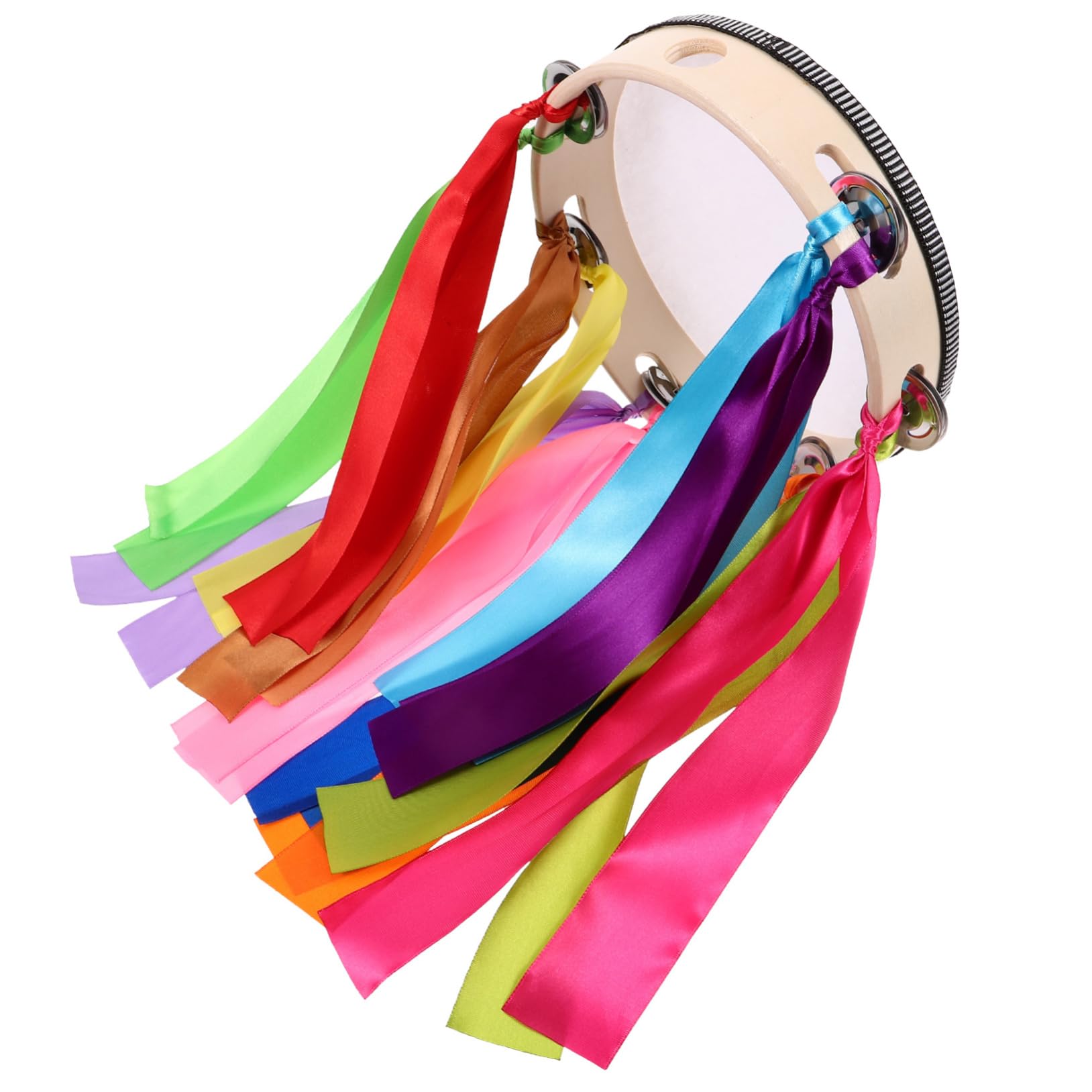 BESPORTBLE Hand Drum with Ribbons Sturdy Educational Instrument for Sports Events Dance Performances and Stage Shows for Beginners and Music Lovers