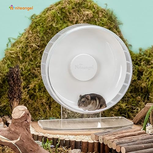 Vista 135 de Niteangel - Ruedas de ejercicio supersilenciosas para hámster, con soporte ajustable, para ratones, jerbos u otros animales pequeños Rosado