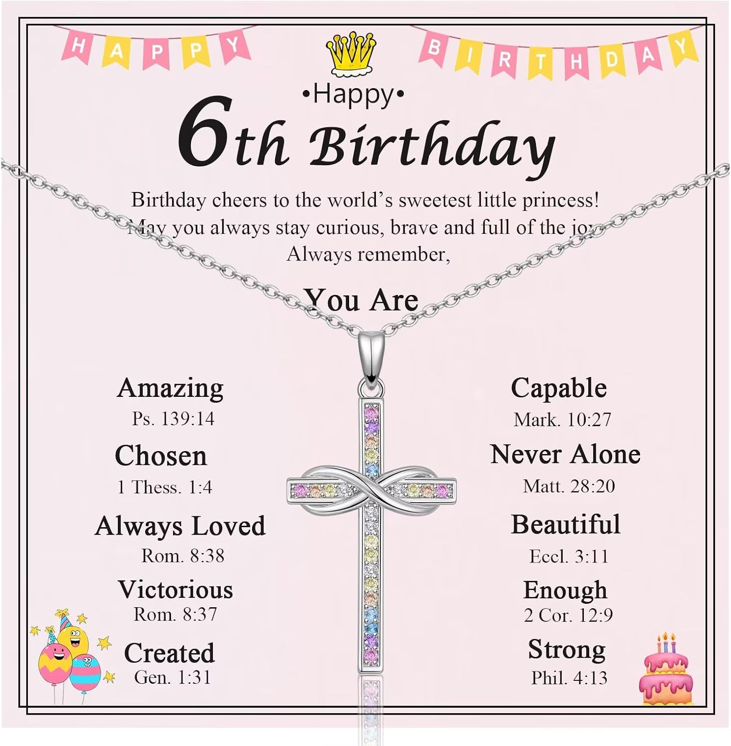 5-10th Birthday Gifts for Girls Cross Necklace Infinity Jewelry Gifts for Daughter, Granddaughter, Niece, Cousins