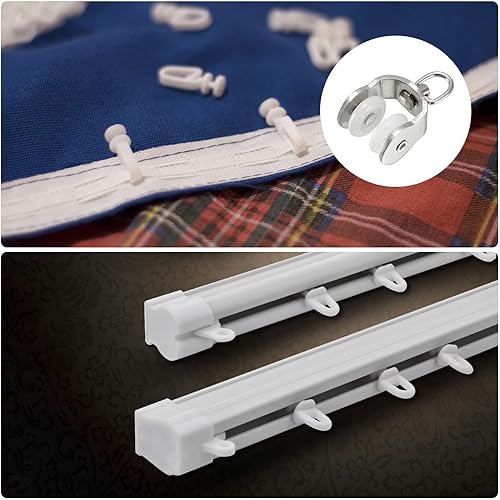 Miniatura 3 de METALLIXITY Rodillos de pista de cortina (0.63 pulgadas), 20 unidades, portadores de plástico con ruedas dobles para cortina deslizante, para rieles