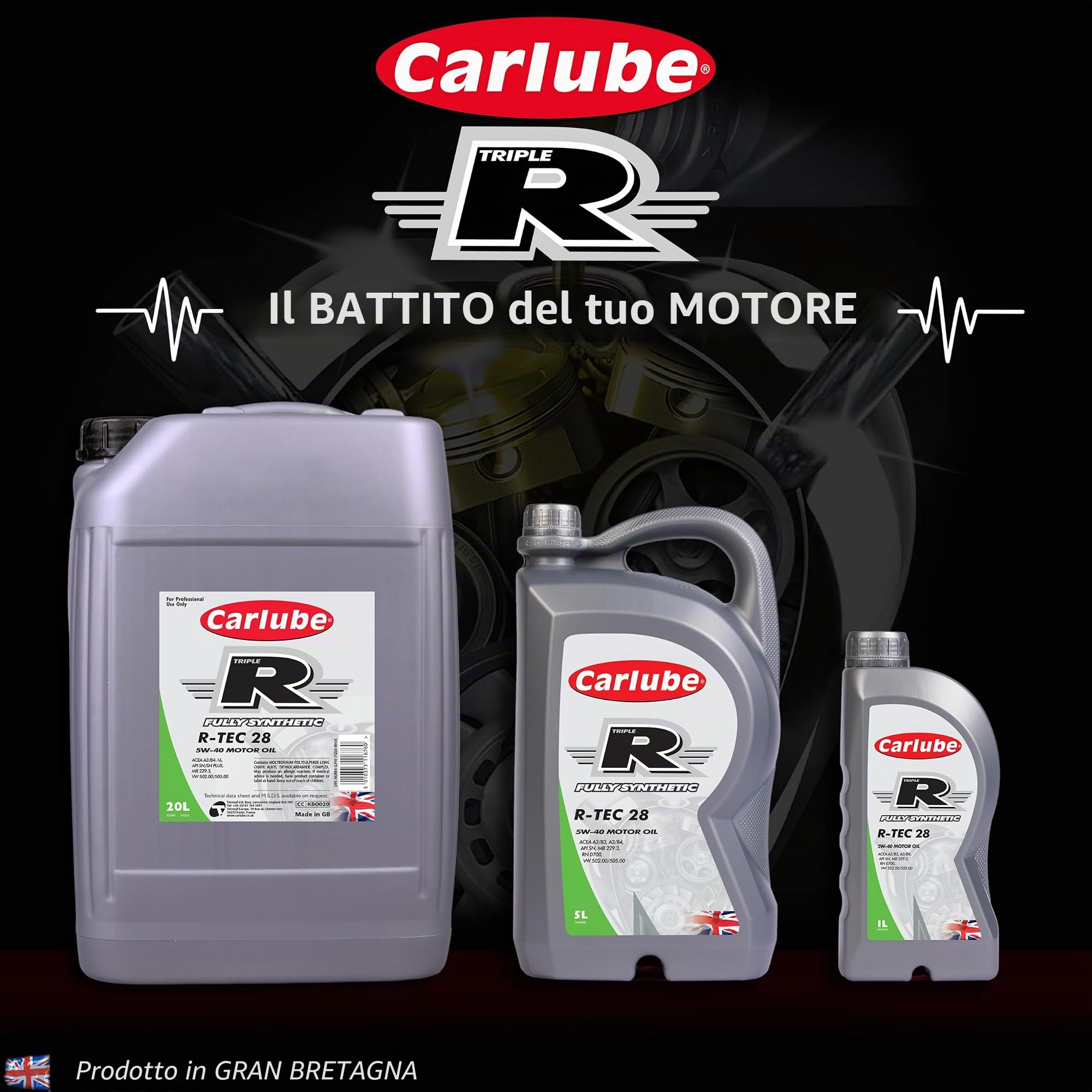 Carlube Triple R 0W-20 ACEA C5 VW Olio Motore Completamente Sintetico R-TEC 3 5L per Porsche e Volkswagen