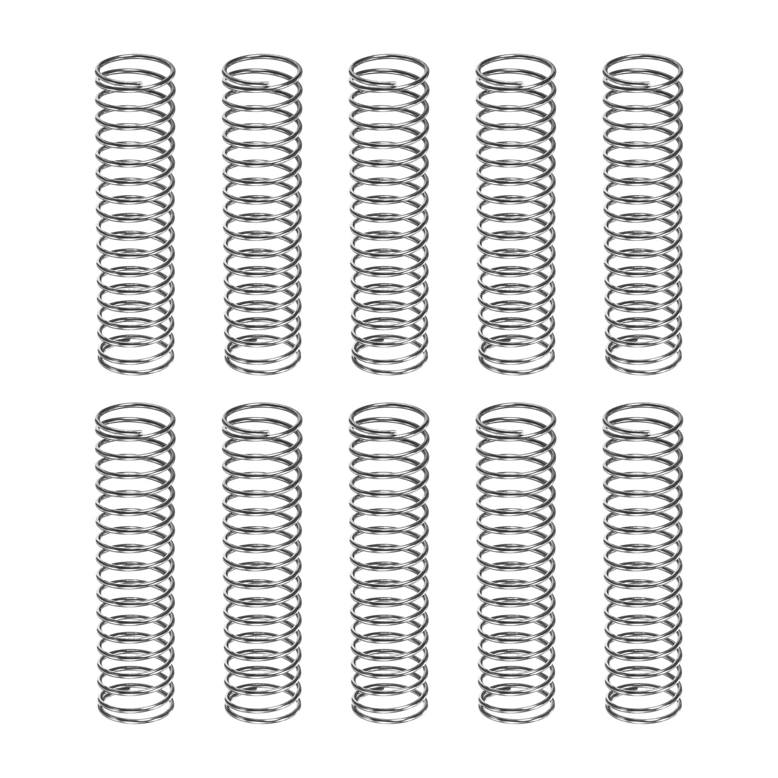M METERXITY 10-Pack Compression Springs, 60mm Length 15mm OD 304 Stainless Steel Pruner Replacement Springs for Garden Tool/DIY/Mechanical Repair Replacement [Silver Tone, 1mm Wire Size]