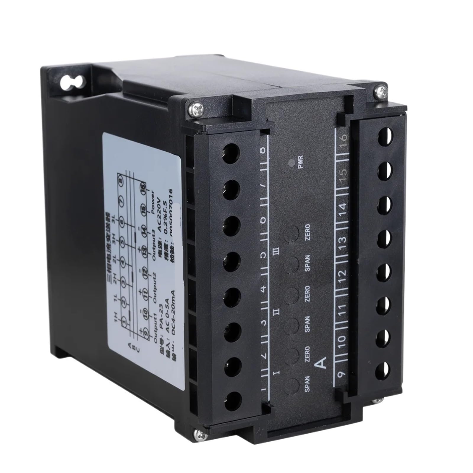 Transmetteur de courant triphasé AC 0-1A vers sortie DC 0-20mA pour armoire électric