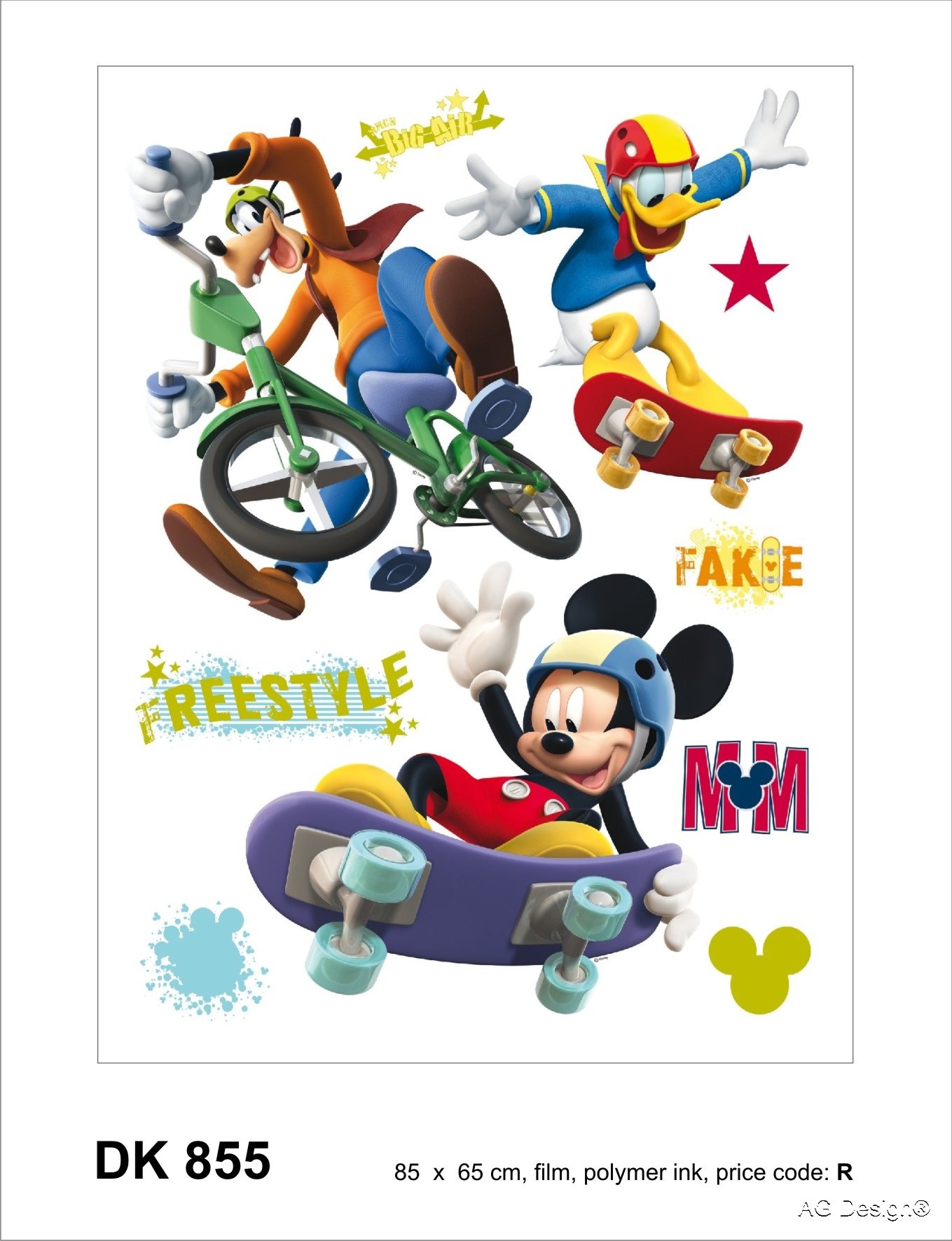 Disney Junior AG Design 1 Part Self Adhesive Mickey Mouse Wall Sticker, DK 855, Multi-Colour, 65 x 85 cm