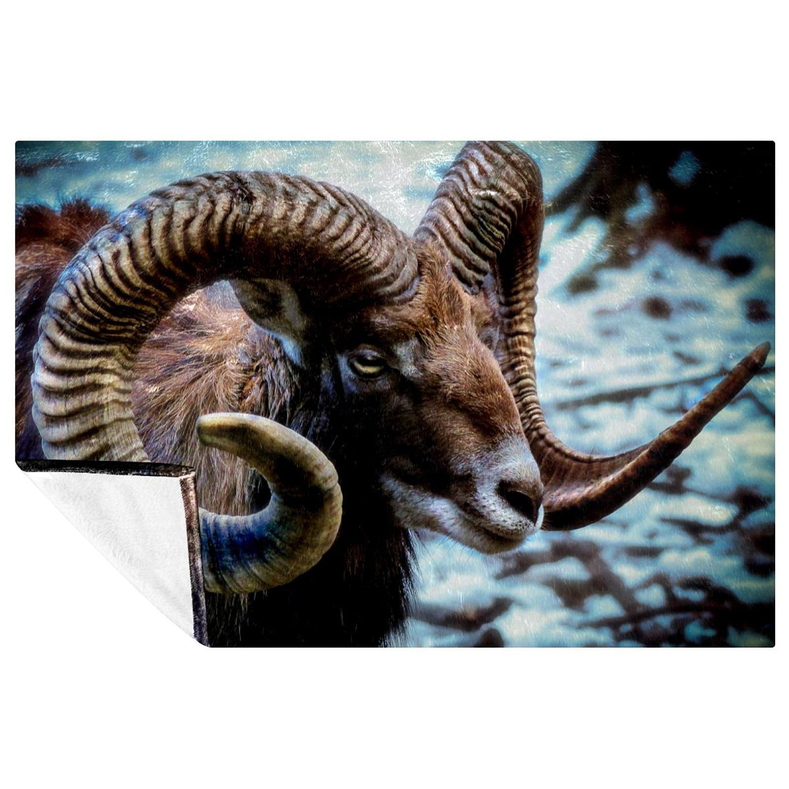 Couverture mouflon et mouton 150x100 cm douce et chaude pour canapé