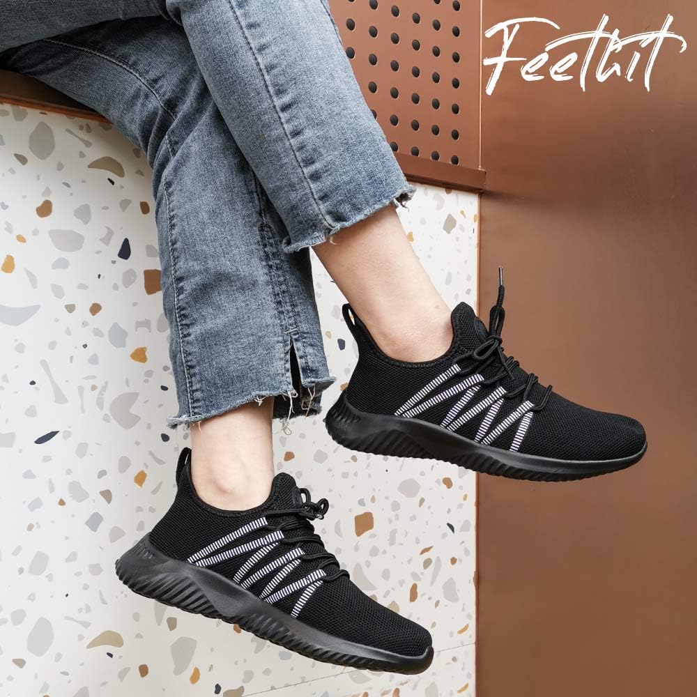 Feethit Womens Slip On Running Shoes Non Slip Walking Shoes Lightweight Gym Workout Shoes Breathable Fashion Sneakers - Image 2